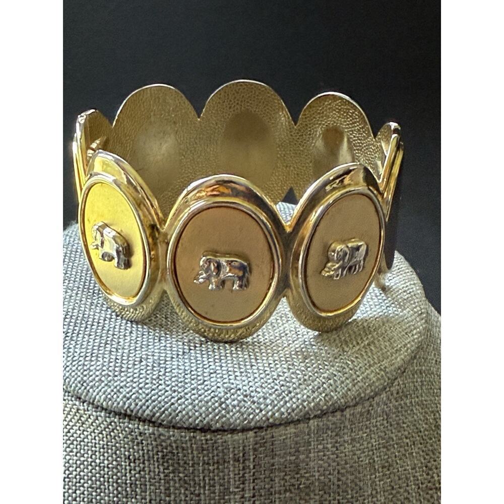 Elephant Hinge Cuff Bracelet Silver Gold Tone Statement Chunky Boho Festival